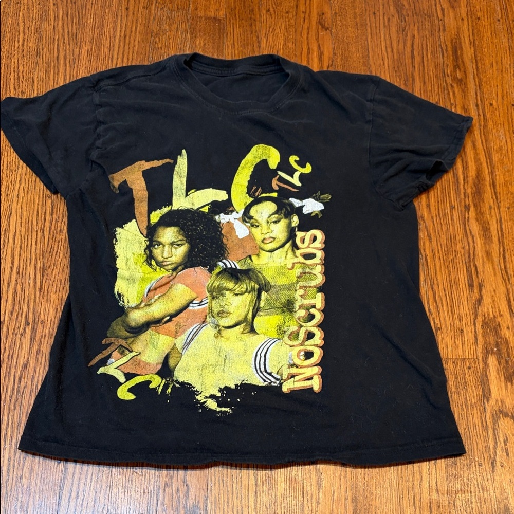 TLC No Scrubs Black Graphic T-Shirt Women's Medium 90s R&B Hip Hop